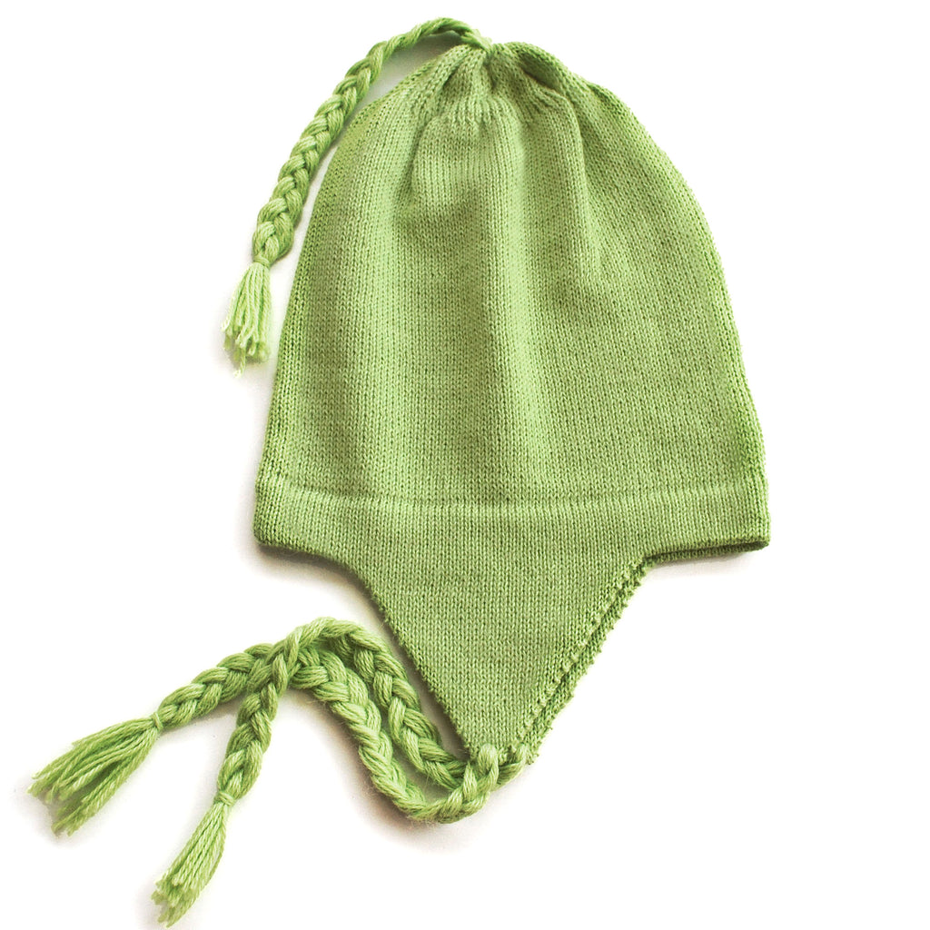 Natural 100% Alpaca Chullo Hat in Inchworm Green - One Size - ARGUA