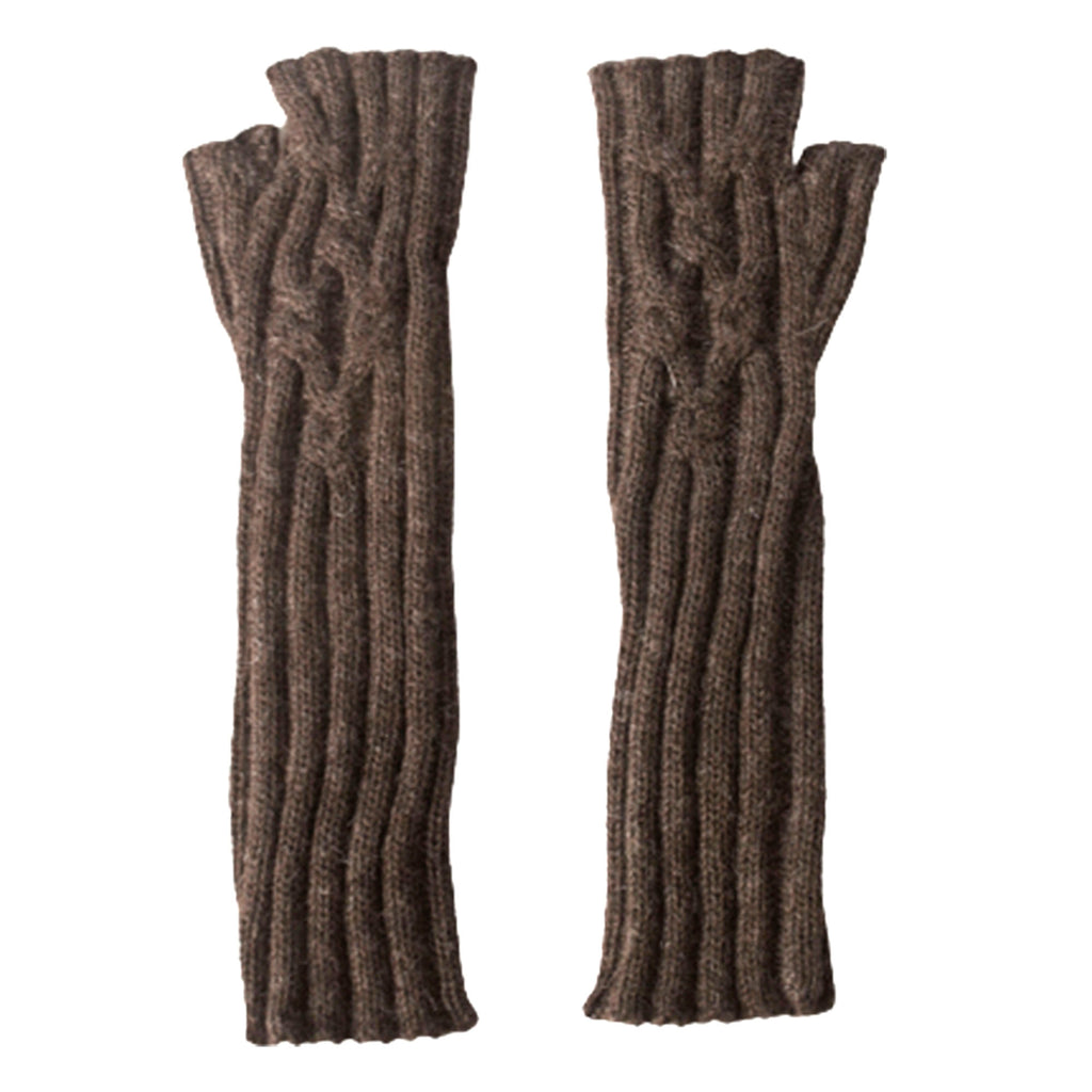 100% Baby Alpaca Arm Warmers Fingerless Mittens for Typing - Soft and Warm - One Size - Brown - ARGUA