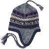 Alpaca Blended Chullo Hat with Andean Design - Gray,  One Size - ARGUA