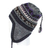 Alpaca Blended Chullo Hat with Andean Design - Gray,  One Size - ARGUA