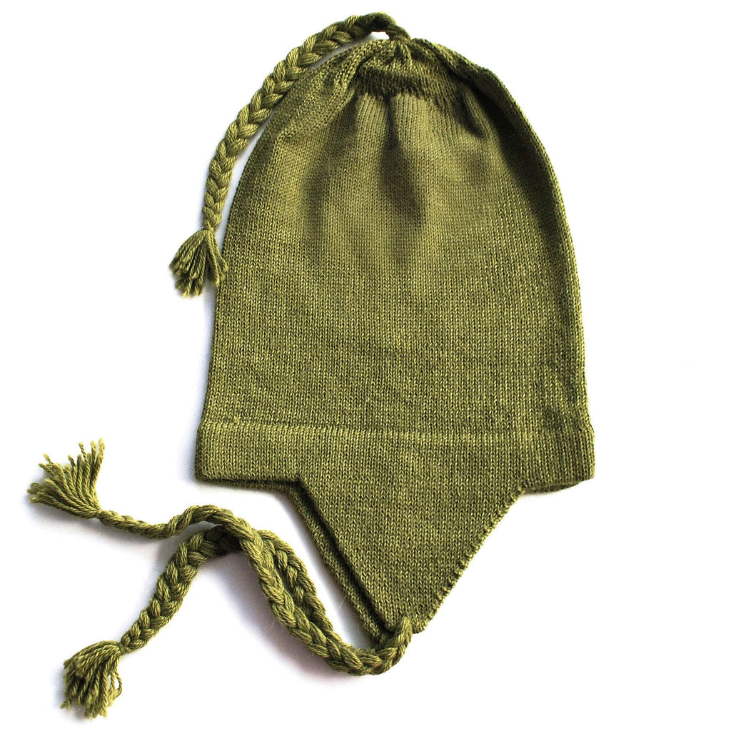 Comfortable 100% Alpaca Chullo Hat in Cane Green - One Size - ARGUA