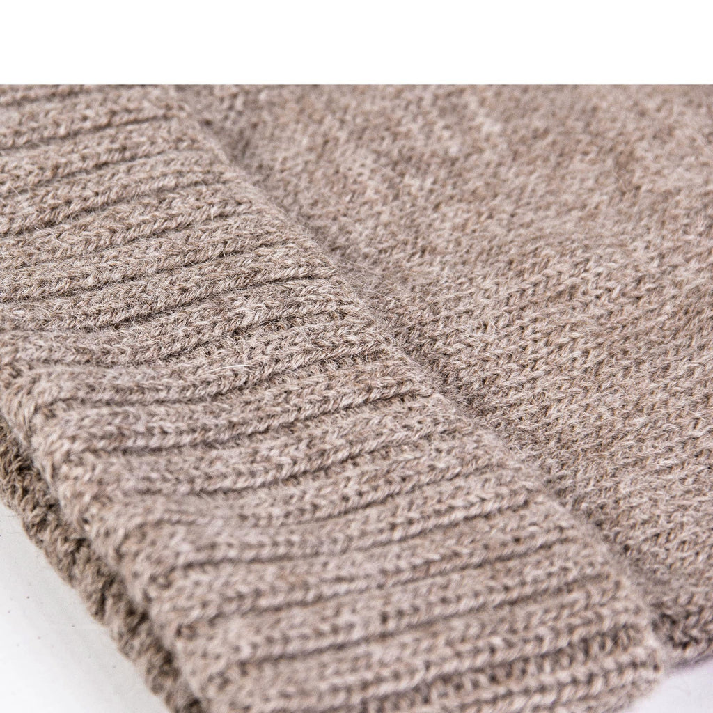 100% Baby Alpaca Beanie Hat in Beige - One Size - ARGUA