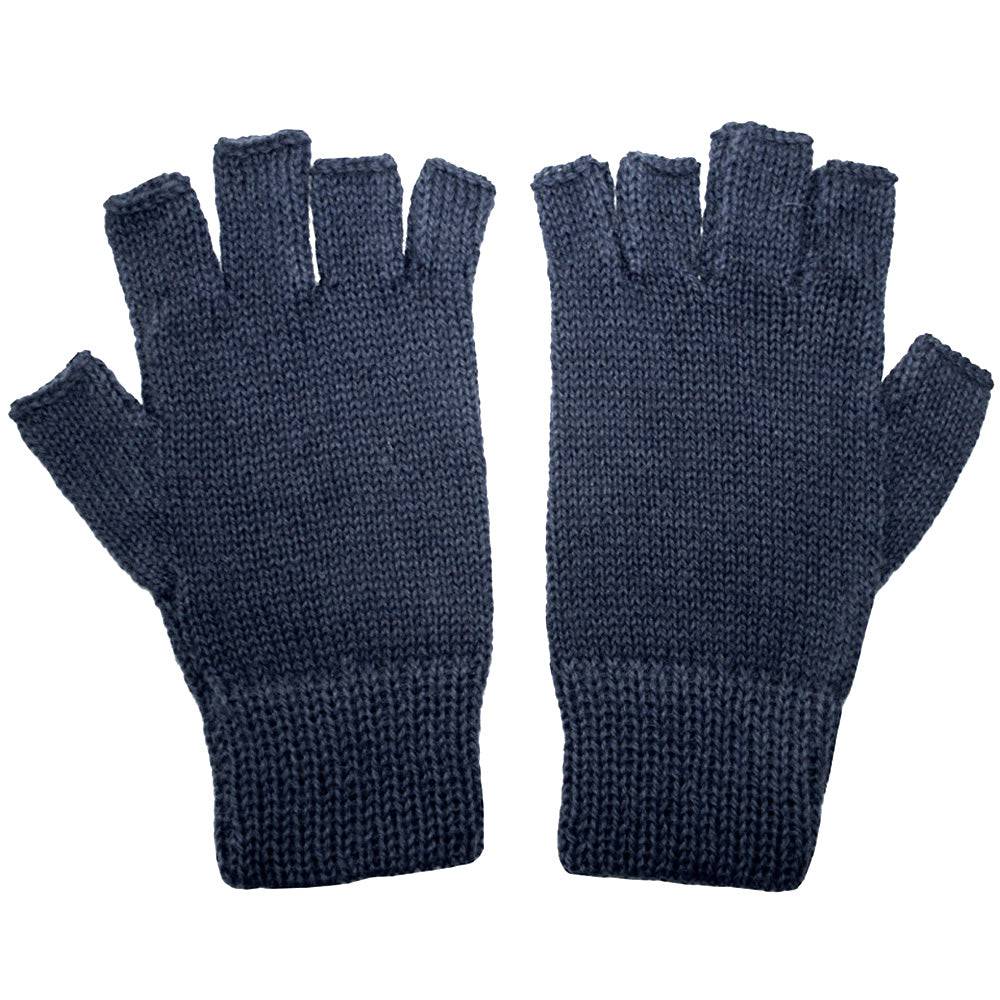 Alpaca Fingerless Gloves - Navy Blue (S)