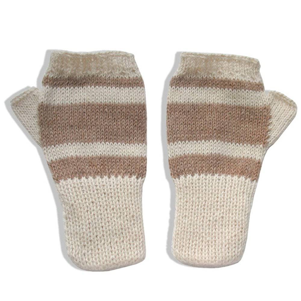 Chic 100% Alpaca Fingerless Gloves - Ivory / Beige