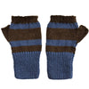 Chic 100% Alpaca Fingerless Mittens - Teal Blue / Brown