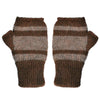 Fashionable 100% Alpaca Fingerless Gloves - Brown / Lt Brown