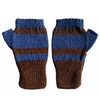 Trendy 100% Alpaca Fingerless Gloves - Brown / Sapphire Blue