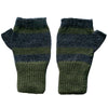 Trendy 100% Alpaca Fingerless Mittens - Forest Green / Flecked Dk Blue