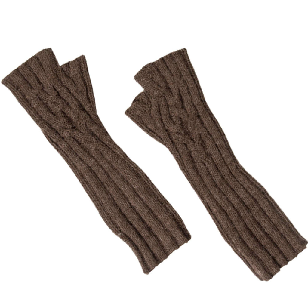 100% Baby Alpaca Arm Warmers Fingerless Mittens for Typing - Soft and Warm - One Size - Brown