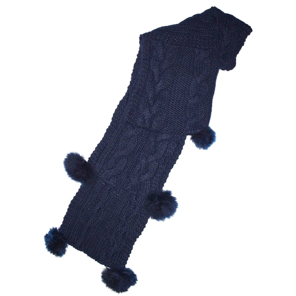 One Piece Long Baby Alpaca Blend Hooded Hat Scarf Women and Men - Navy Blue