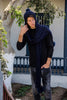 One Piece Long Baby Alpaca Blend Hooded Hat Scarf Women and Men - Navy Blue - ARGUA