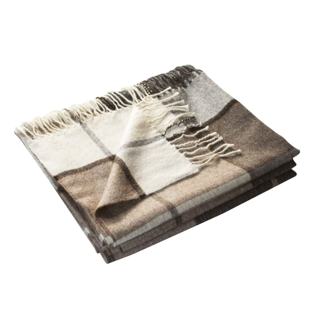 100% Baby Alpaca Woven Throw Blanket ~ Ivory / Beige - ARGUA